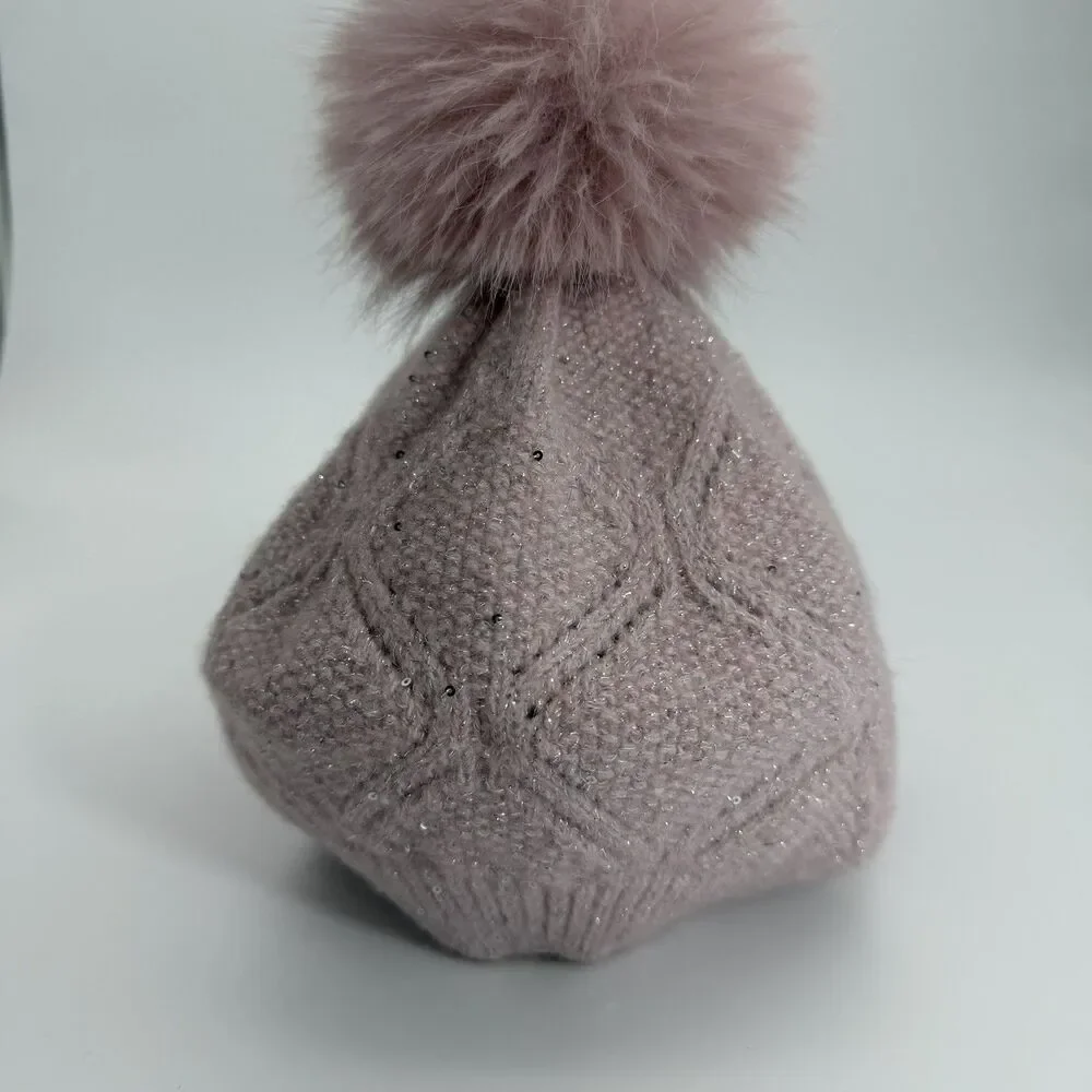 Gap Kids Pink Knit Puff Ball Beanie Hat NWT Youth Girls Size‎ L/XL